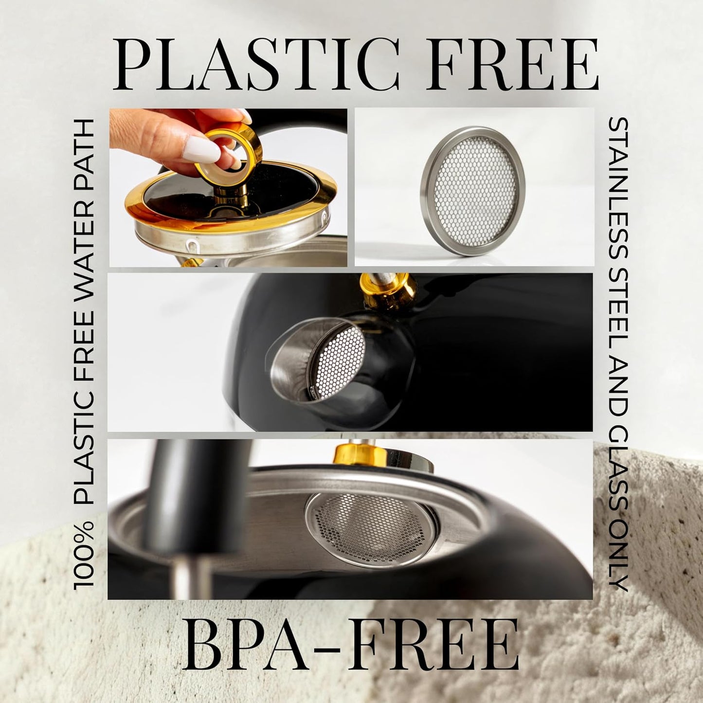 Styled Settings Stainless Steel Electric Kettle with Temperature Control | BPA and Plastic Free Electric Kettle with Keep Warm Function, Borosilicate Glass -1500W Hot Water Boiler with Digital Display