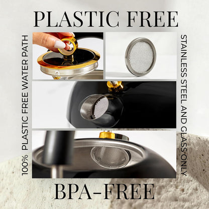 Styled Settings Stainless Steel Electric Kettle with Temperature Control | BPA and Plastic Free Electric Kettle with Keep Warm Function, Borosilicate Glass -1500W Hot Water Boiler with Digital Display