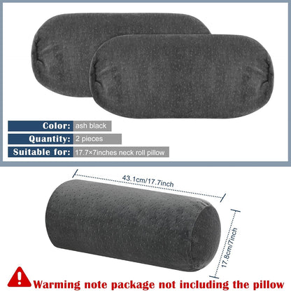 Remerry 2 Pcs Velvet Neck Roll Pillow Covers, 16 x 6 Inches, Navy Blue