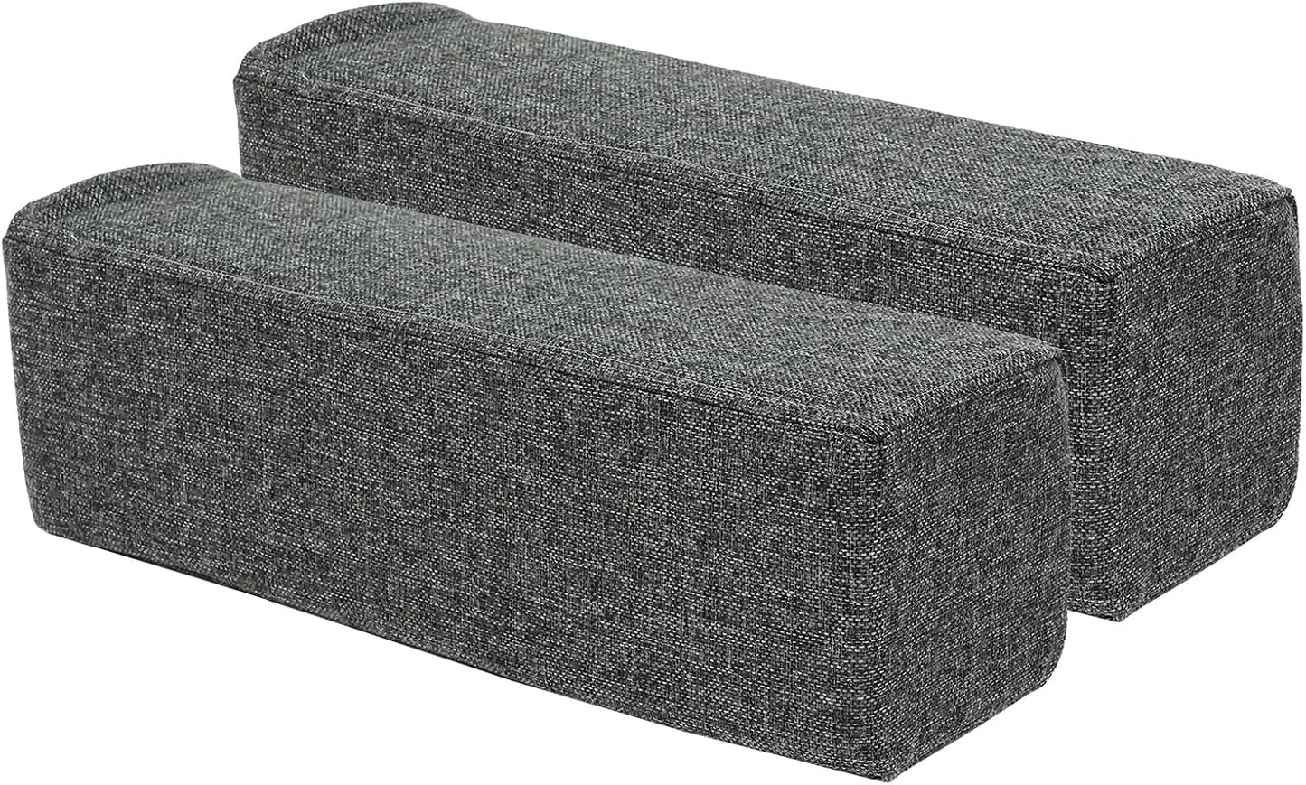 2 Pack Couch Arm Rest Pillow, 6''x6''x20'' Faux Leather Waterproof Cover, High Density Foam Armrest Cushion, Removable & Washable Elbow Support for Sofa, Bed, and Armchair (Medium Grey)