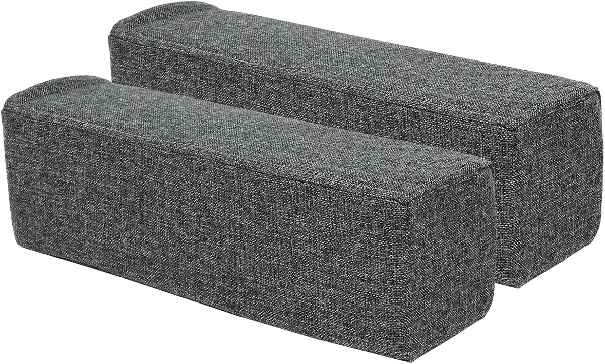 2 Pack Couch Arm Rest Pillow, 6''x6''x20'' Faux Leather Waterproof Cover, High Density Foam Armrest Cushion, Removable & Washable Elbow Support for Sofa, Bed, and Armchair (Medium Grey)
