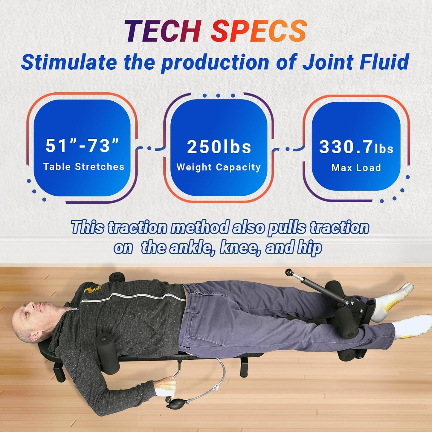 Lumbar Decompression Table By Lumbar Bench - Horizontal Inversion Table for Lower Back Pain Relief, Back Stretcher Machine, Stretches the back, Ankle, Knee, and Hip. 300/330 lbs. Capacity