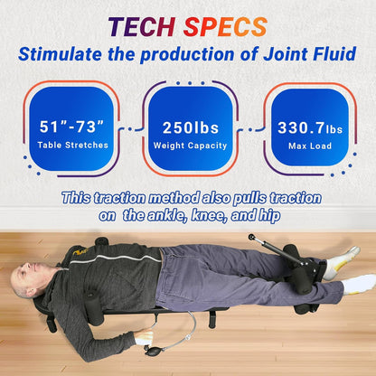 Lumbar Decompression Table By Lumbar Bench - Horizontal Inversion Table for Lower Back Pain Relief, Back Stretcher Machine, Stretches the back, Ankle, Knee, and Hip. 300/330 lbs. Capacity