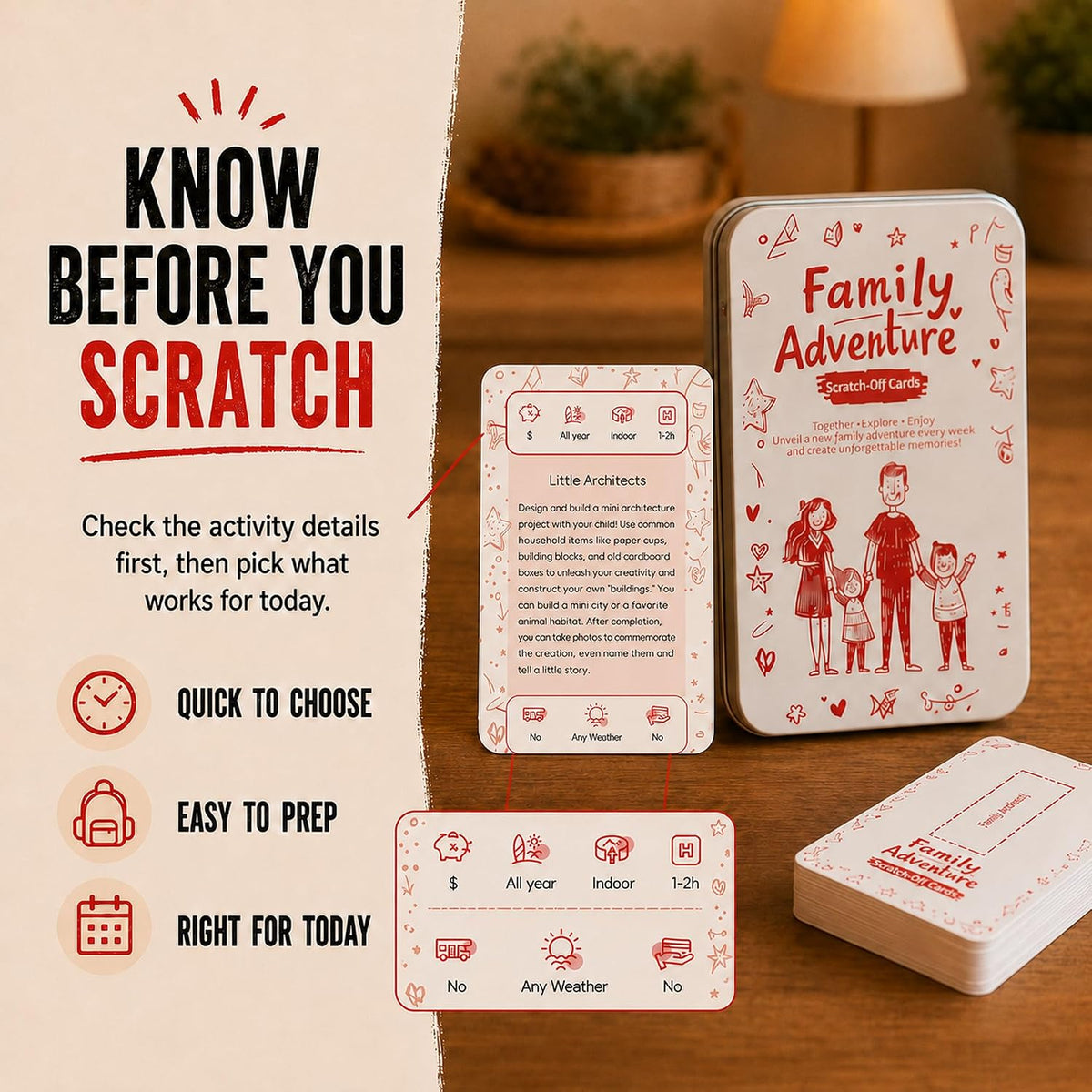 Family Activity Cards, 50 Screen-Free Scratch-Off Activities