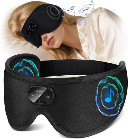 LC-dolida Sleep Headphones, White Noise Bluetooth Sleep Mask 3D Breathable Wireless Eye Mask for Timing, Sleep Mask with Bluetooth Headphones for Side Sleepers Travel Yoga, Cool Gadgets for Women Men