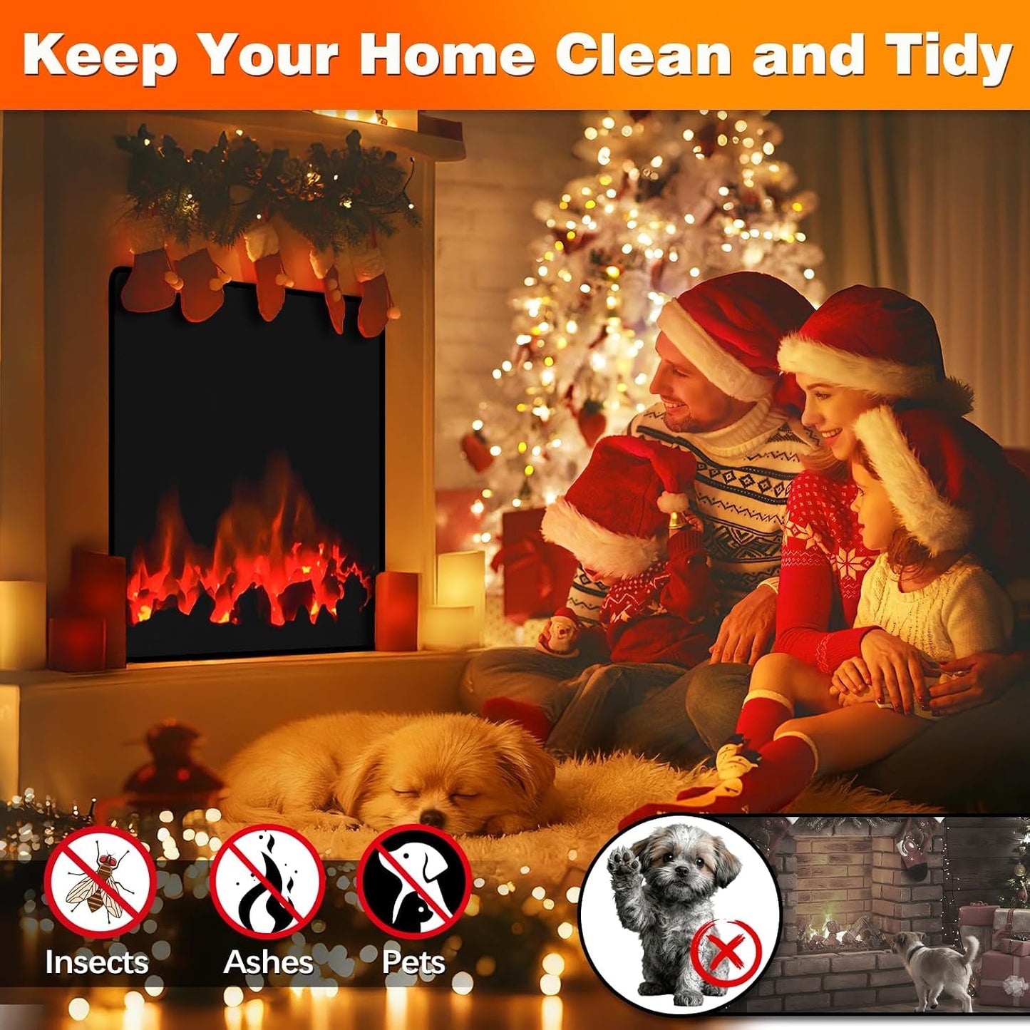 Magnetic Fireplace Cover, Fireplace Blocker Blanket Stops Heat Loss36"x32" | Indoor Fireplace Draft Stopper Cover Keep Drafts Out with Built-in 12 Strong Magnet for Iron Fire place Frame