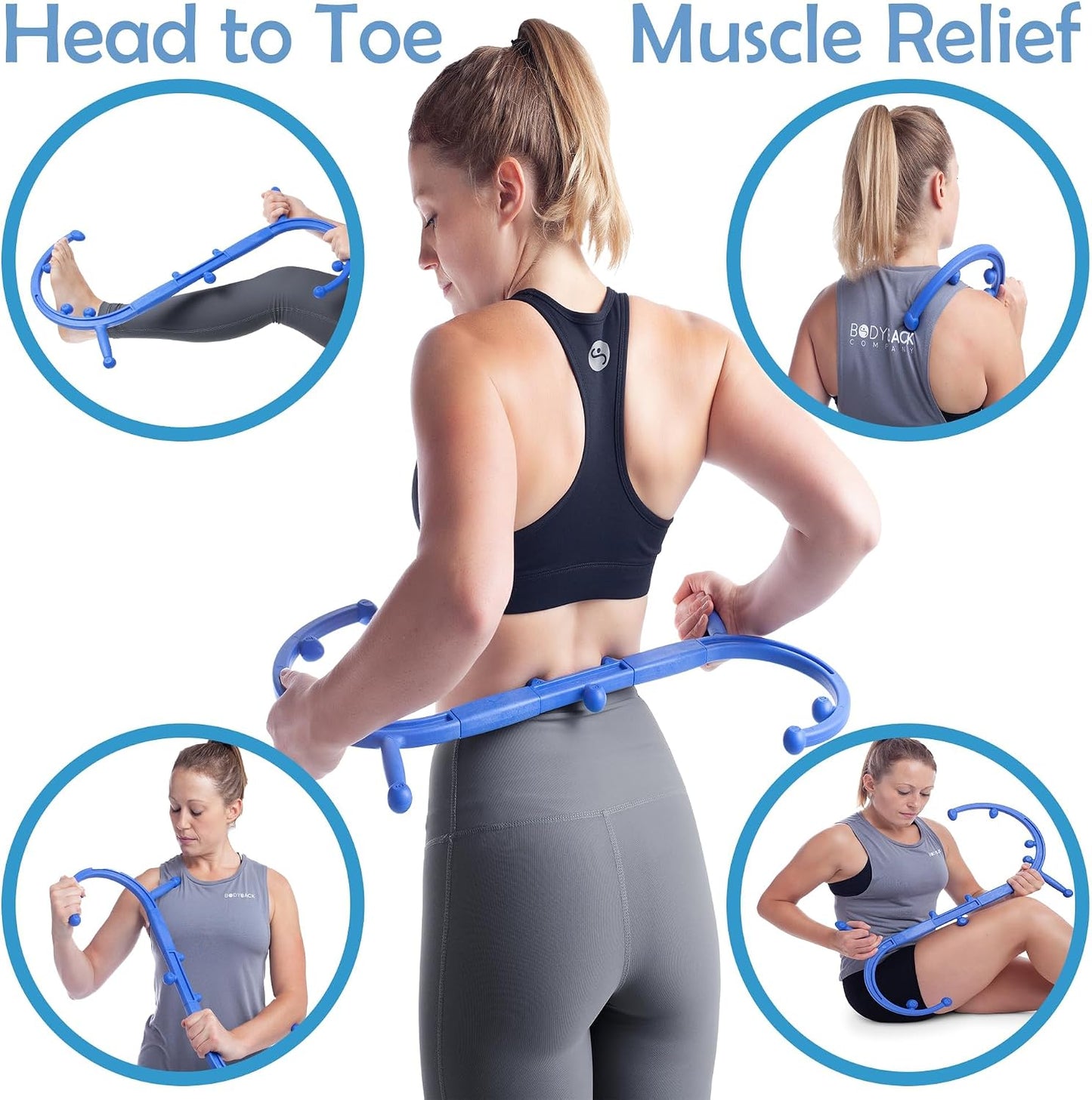 Body Back Buddy Classic Back Massager & Neck Massager for Pain Relief, Blue | USA Made Dual Massage Hooks For Back, Shoulder, And Neck, Muscle Knot Remover For Trigger Point Therapy And Full Body Relief