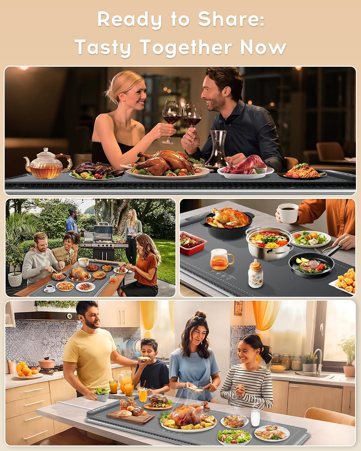 Warming Mat For Food Extra Large 36"x16" 580W Food Warming Mat Buffet Servers and Warmers,Chafing Dishes for Buffet 6 Temp 6 Hour,Roll Up Food Warmers for Parties Buffet Catering Gatherings
