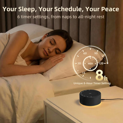 Kipcush White Noise Machine for Baby & Adults, 30 Soothing Sounds, Sleep Sound Machine with 8 Color Night Light, Memory Function, White Noise for Sleeping, Nursery, Office, Travel & Relaxation