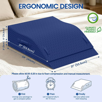 Elevation Pillows for Leg After Surgery, Memory Foam Adjustable Wedge Pillow for Injury or Rest, Ankle Pillow for Sleeping Blood Circulation Grey/Double Leg