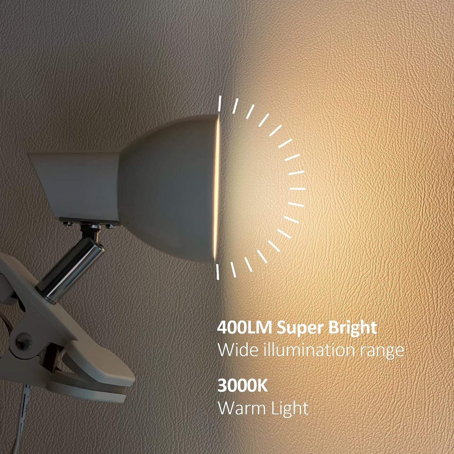 Clamp Light, Super Bright Clip Lamp for Book Reading in Bed Headboard Light, Easy to Attach Illumination Powerful Small Compact Clamp Lamp Black
