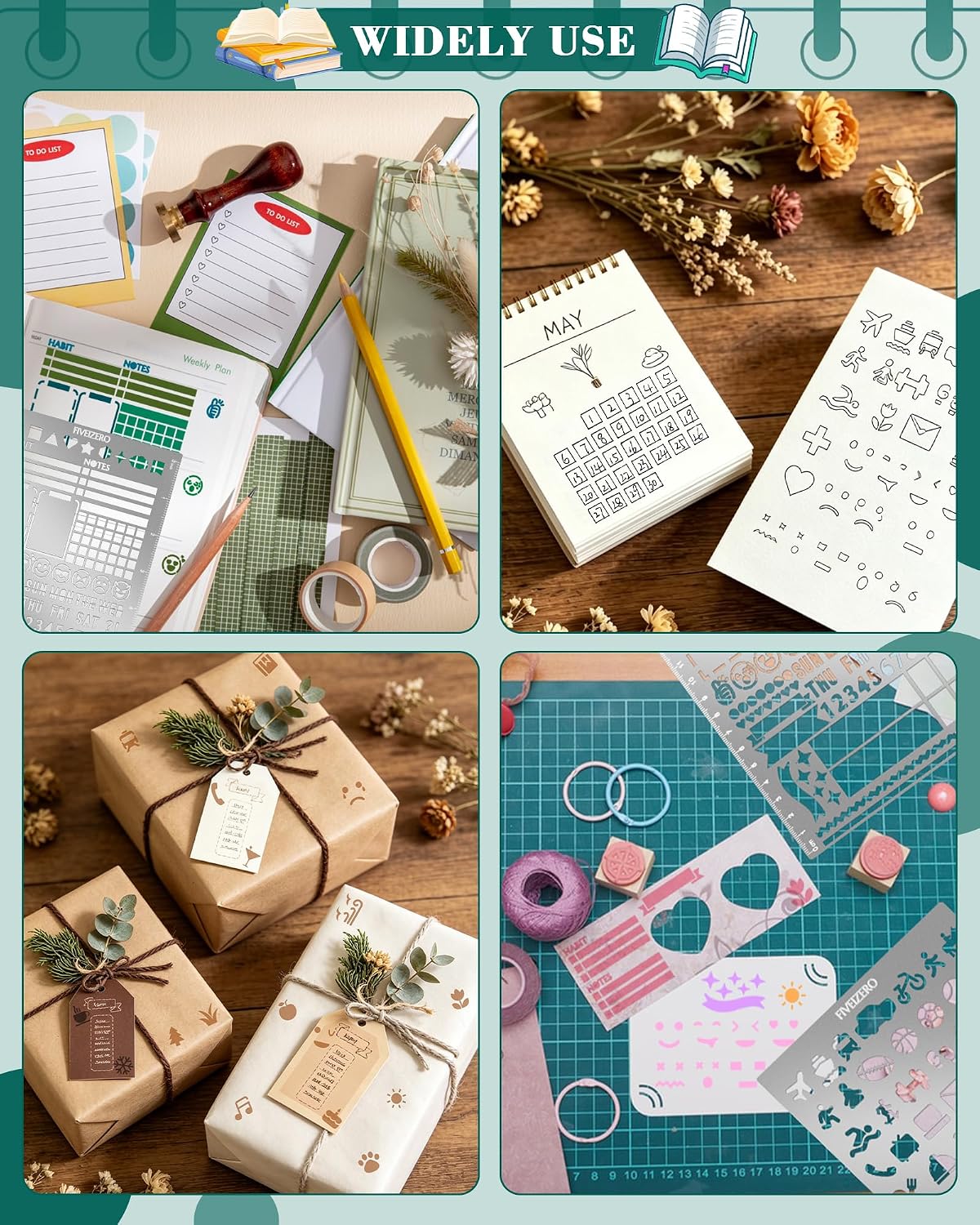 5x7.5 Inch Metal Journal Stencils, Stainless Steel Stencil Bookmark for Bullet Journaling, Reusable Planner Stencils with Faces & Icons for Habit Tracker, Calendar, Diary, Banners, Lists, Scrapbooking