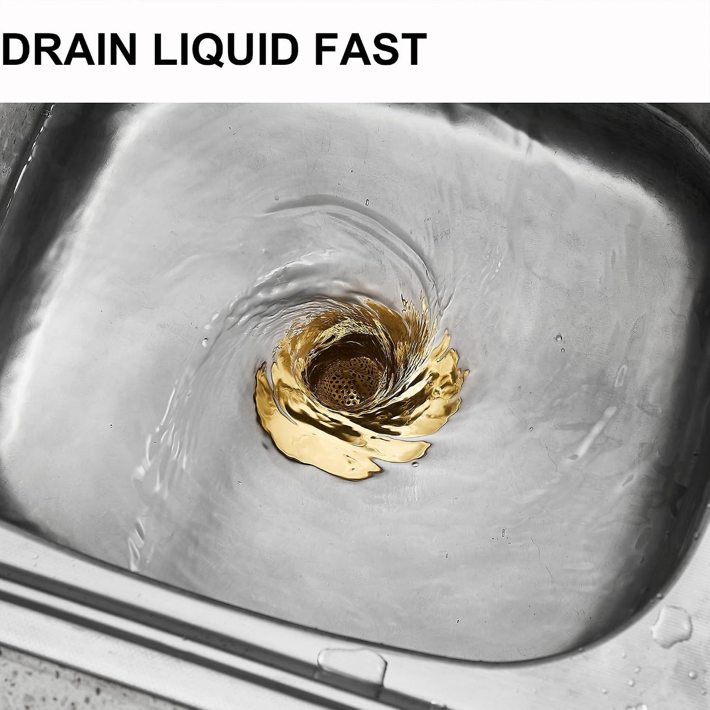 LASSHSWA Kitchen Sink Strainer Stainless Steel, Kitchen Sink Drain Strainer, Gold Sink Strainers for Kitchen Sinks with Large Wide Rim 4.5" Diameter (2 PCS)