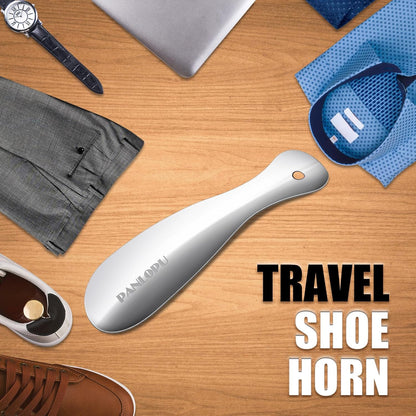 Metal Shoe Horn 7.5Inch Portable Stainless Steel Fashion Travel | Rust-resistant Ergonomic Curved Design Compact Size