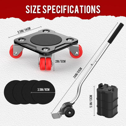 Heavy Duty Furniture Movers with 8 Wheels | Dual-Wheel Design Carbon Steel Panel Furniture Dolly Set with Lifter,360°Rotating Casters for Easy Moving,Max Load 3306 LBS