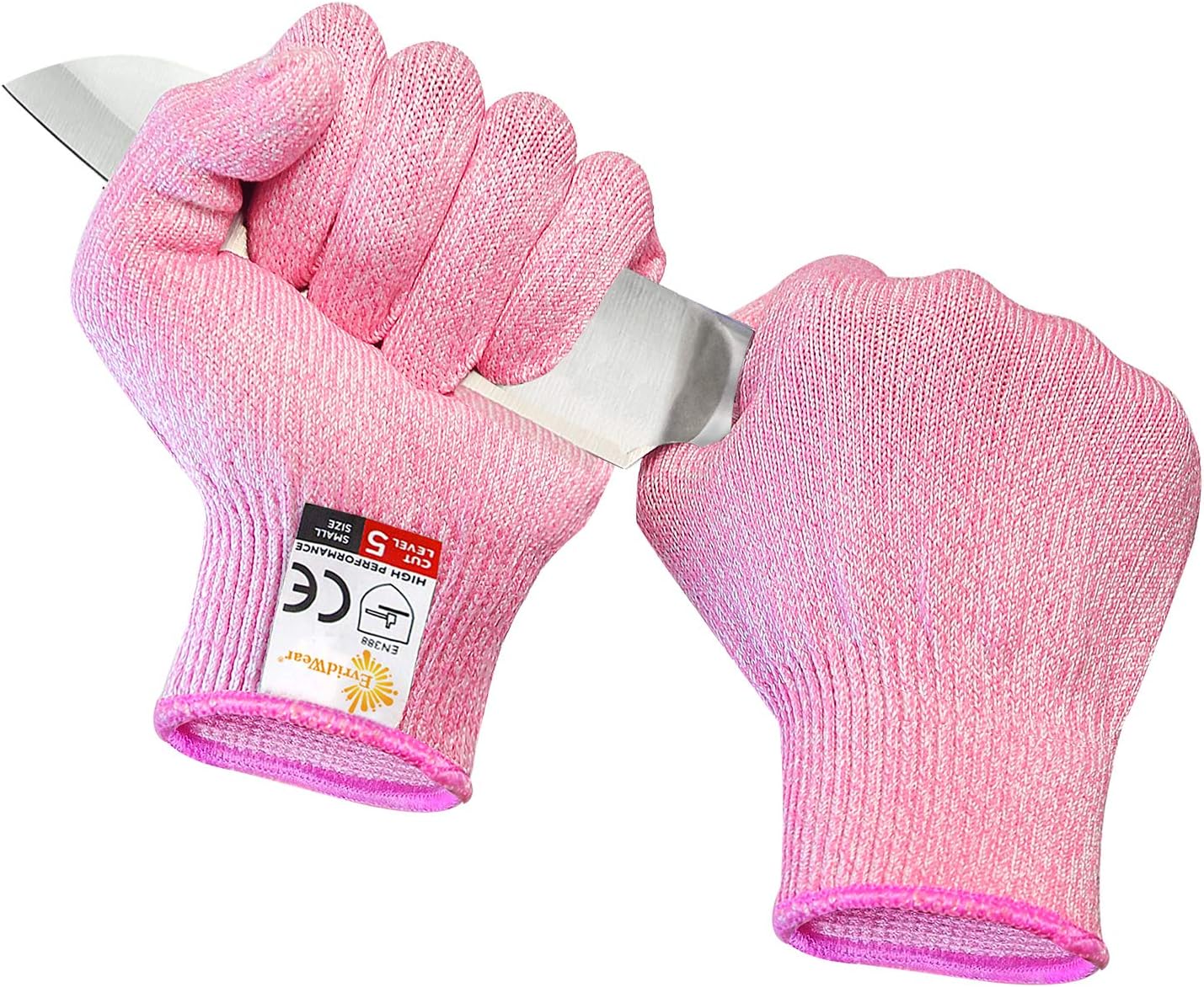 Evridwear Cut Resistant Gloves Food Grade Level 5 Kitchen Safety Protection (Medium, Pink)
