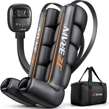 JZBRAIN Compression Boots, Full Leg Compression Massager for Circulation | Professional Grade, Sequential Massage, Cordless and Rechargeable Use, 3500mAh, 5H Runtime, 6 Modes, 8 Intensity, Large