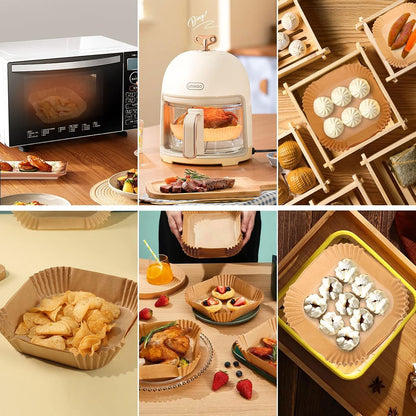 Air Fryer Liners Disposable, 100Pcs 8" Square Air Fryer Paper for 5-8 QT | Waterproof and Oilproof for Easy Cleanup, Unbleached Non-Stick Parchment Paper for 5-8 QT Air Fryer, Baking, Microwave, Oven