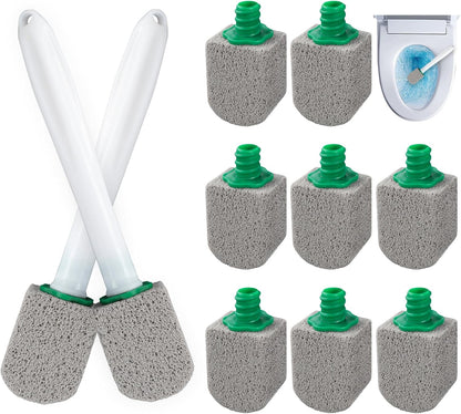 AUAUY 6 Pack Pumice Stone with Handle, Toilet Bowl Pumice Stone for Cleaning, Hard Water Toilet Ring Remover, 1 Handle + 6 Pumice Stones for Cleaning Toilets, Bathtubs, Grills, Kitchen Sink