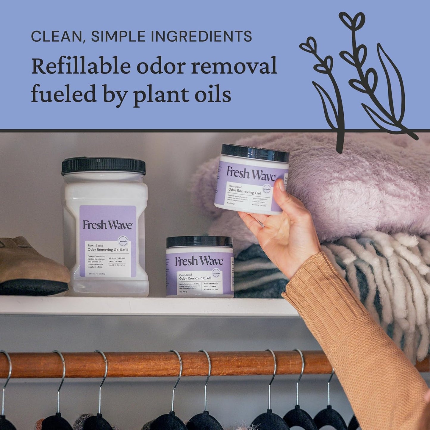 Fresh Wave Original Odor Eliminator Gel 3-Pk 7 oz - Air Freshener for Home | Plant-based essential oils. Lasts 15-30 days per jar. No plug-in needed. Pet-safe, closet and bathroom deoderizer.