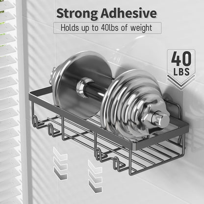 Liuoud 5 Pack Shower Caddy for Inside Shower, Gold Bathroom Storage Decor | Large Rustproof Stainless Steel Organizer with Strong Adhesive, No Drilling Wall Mounted Shelves, Bathroom Accessory Set