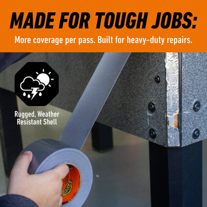 Gorilla Tough & Wide Heavy Duty Duct Tape, Black, 2.88" x 25 yd, 1-Pack | Weather Resistant, Indoor & Outdoor Use, Double-Thick Adhesive, Reinforced Backing, Hand-Tearable