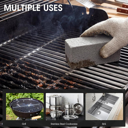 XUDAKAIXIN Grill Cleaning Bricks with Handle, Pumice Griddle Cleaning Stone Removing Stains for Grill,Plattop Griddle,Sink,Cookwares,Floor,Countertop(3-Pack with Handle)
