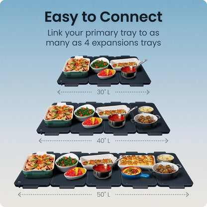 Chefman Everything Warmer Electric Warming Tray, 20” x 16” Modular Expanding Design, Graphene Full-Surface Heating, Food Warming Mat for Parties, Gatherings & Daily Use, Two Tempered Glass Panels