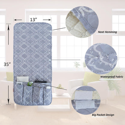 Armchair Caddy for Couch Remote Control Holder with 4 Pockets, Grey 1 Pack | Non-slip, Waterproof, Sofa Armset Organizer, Couch Chair Armrest Storage for TV Remote Control Phone Book Magazine 35"x13"