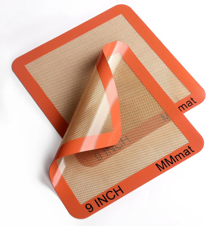 Best German Silicone Baking Mats - 8 inch | Set of 2 Square Non-Stick Reusable Air Fryer Linner, Non Slip, BPA Free, PFOA Free, Non-toxic, Dishwasher Safe