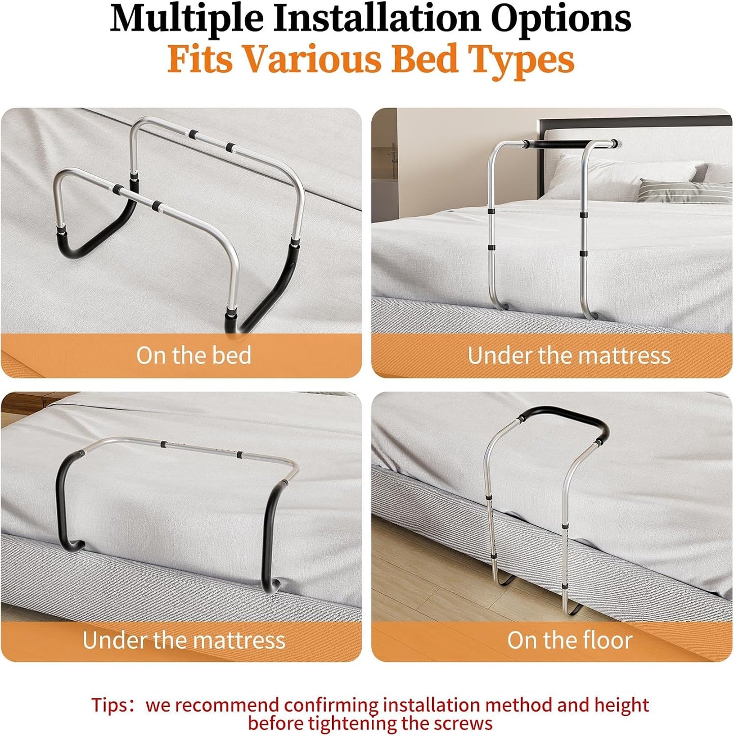 Blanket Lifter for Feet, Height Adjustable Blanket Lifters for Foot of Bed with Non-Slip Foam & 4 Quilt Clips, Aluminum Alloy Bed Cradle for Feet Surgery Recovery, Arthritis
