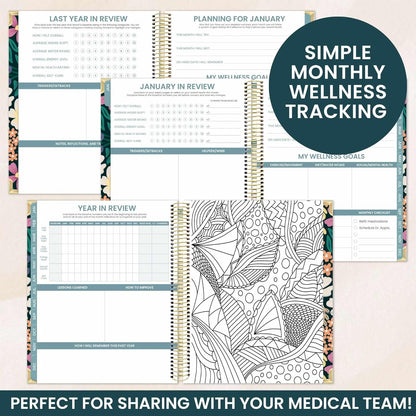 bloom daily planners Undated Chronic Illness Planner & Medical Journal - 12 Month Pain & Symptom Tracker, Mood & Medication Log, Appointment Organizer (7” x 9”) - Chronically Resilient