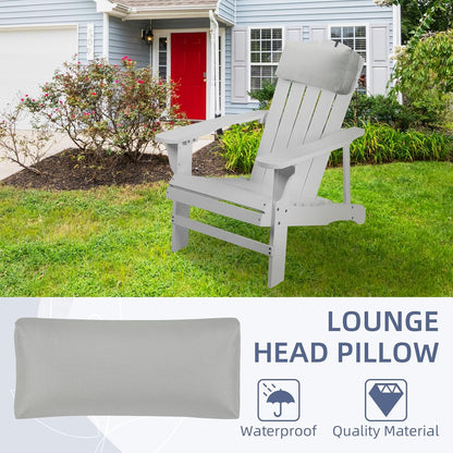 Chaise Lounge Head Pillow, 2 Pack Outdoor Patio Pillows with Adjustable Strap, Lounge Head Resting Pillow for Recliner Beach Pool Lounger Office Chair，Water Resistant Gray