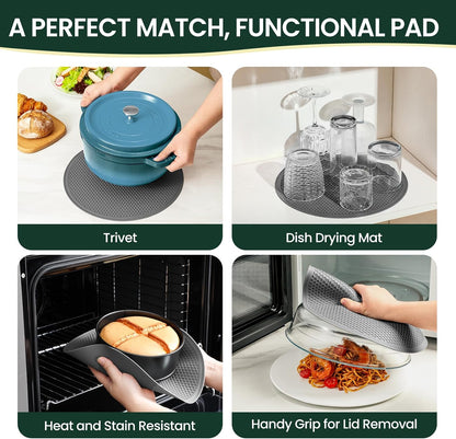 2 in 1, Glass Microwave Splatter Cover for Food & Microwave Place Mat