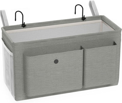Bedside Caddy Bedside Storage Hanging Organizer for Bunk Dorm Bed Rail | Bed Caddy with Hooks, Top Bunks and Dorm Essentials for Water, Tissues, Tablets, Books, Phones, Remotes and Other Necessories