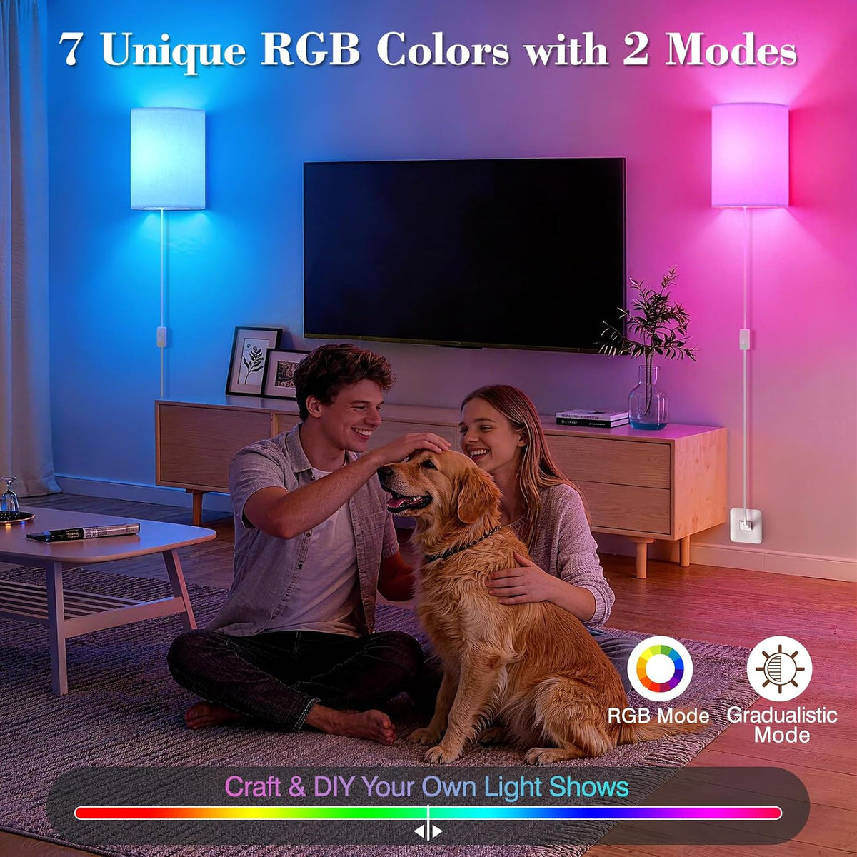 Battery Operated Rechargeable Wall Sconce Set of Two with 10000mAh Battery