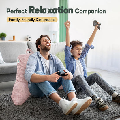 21" Higher Large Reading Pillow for Bed Adult, Back Pillow for Bed Sitting Up with Memory Foam Back Support with Arms Rest for Couch Chair Gray