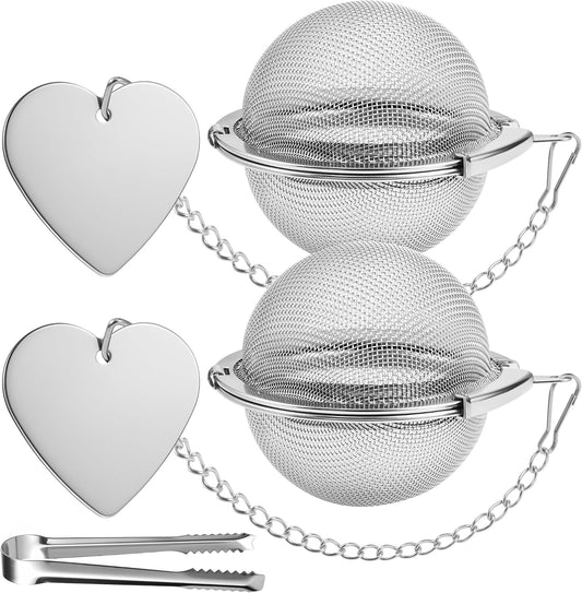 Tea Infuser for Loose Leaf Tea 2 Pack – 2" 304 Stainless Steel Tea Strainer Ball with Bonus Tea Scoop Clip – Extra Fine Mesh, Rustproof, Easy to Clean – DIKSEFN