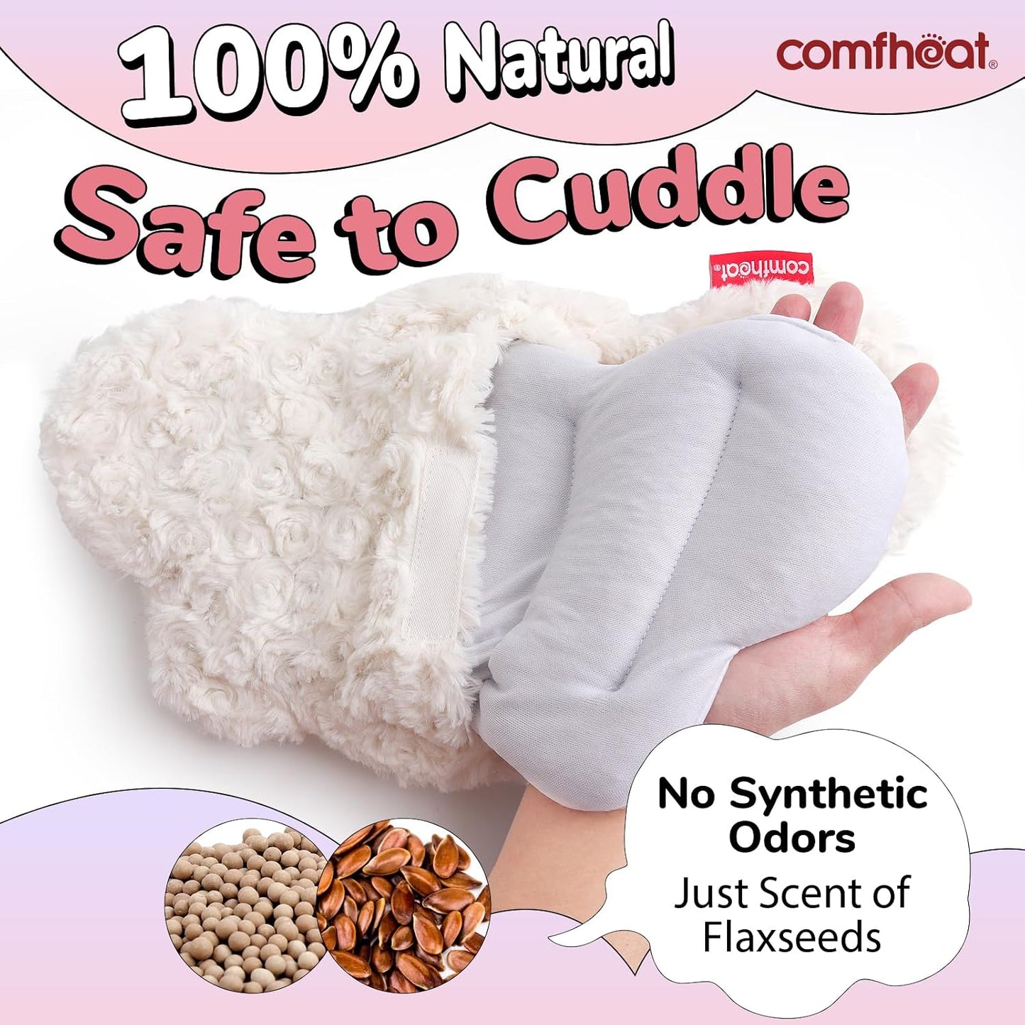 Microwave Unscented Heating Pad for Pain Relief, Moist Heat Pack | Hot Compress for Period Cramps, Shoulder, Muscles, Cute Cloud Plush Heating Pad, Gift for Girl Women, with Washable Cover
