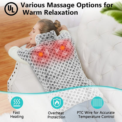 CAROMIO Massaging Heating Pad for Back Pain Relief, Neck and Shoulders