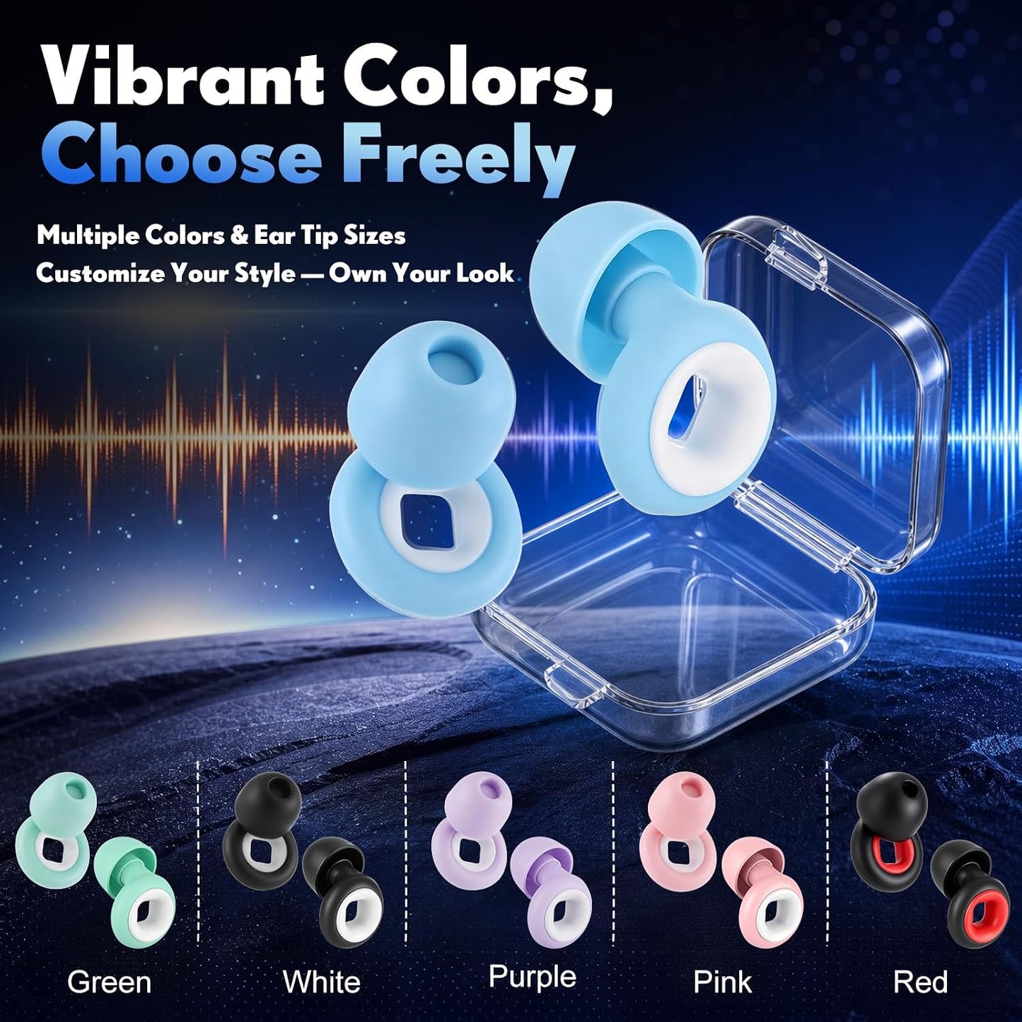 Tellegloww 10 Pairs Ear Plugs for Sleeping 30db Reusable Silicone Ear Plug