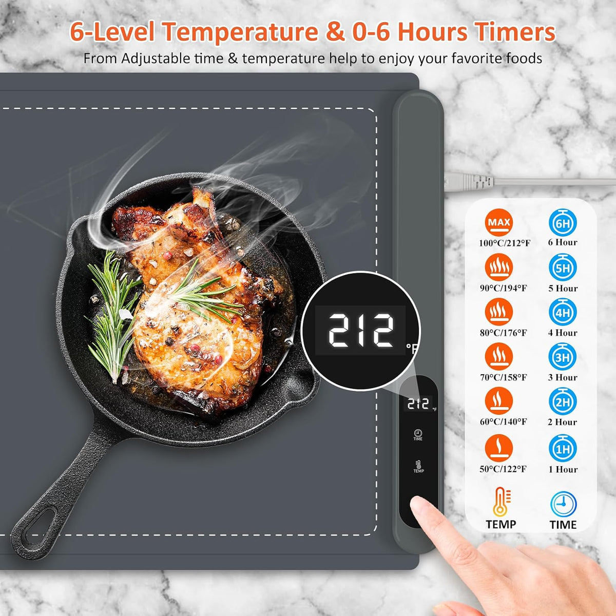 Warming Mat for Food,36"x16" Large Food Warmer Mats for Countertop (Gray)