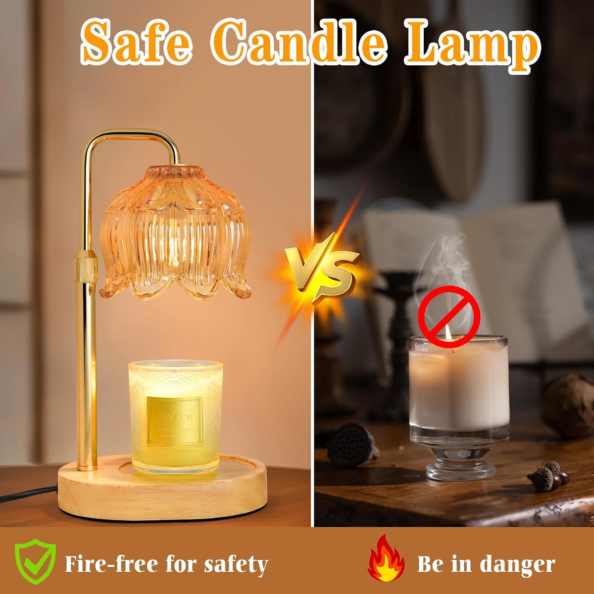 XJZJY Pink Flower Candle Warmer Lamp with Timer, Birthday Gifts for Women