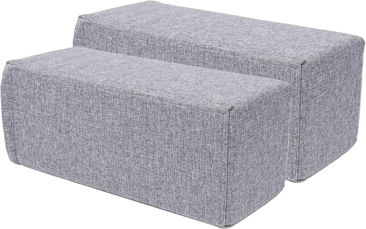 2 Pack Couch Arm Rest Pillow, 6''x6''x20'' Faux Leather Waterproof Cover, High Density Foam Armrest Cushion, Removable & Washable Elbow Support for Sofa, Bed, and Armchair (Medium Grey)
