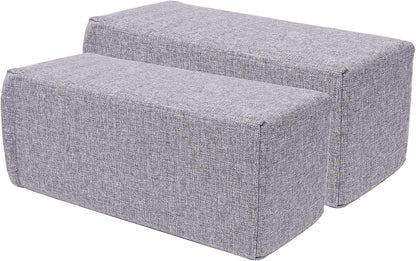2 Pack Couch Arm Rest Pillow, 6''x6''x20'' Faux Leather Waterproof Cover, High Density Foam Armrest Cushion, Removable & Washable Elbow Support for Sofa, Bed, and Armchair (Medium Grey)