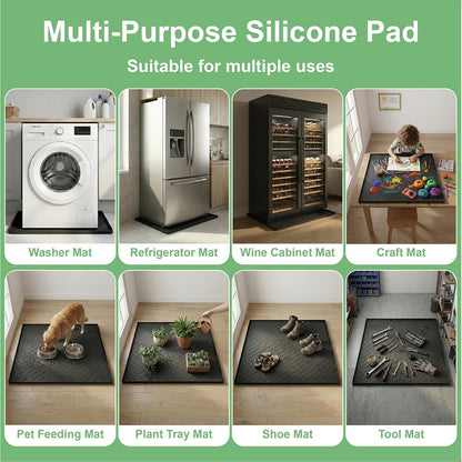 33 x 31 Inch Washing Machine Drain Pan, Silicone Washer Pan, Grey | 2cm Raised Waterproof Edge, Washer and Dryer Mat for Floor Protection, Fits Standard & Large Washers Up to 5.0 Cu.Ft.