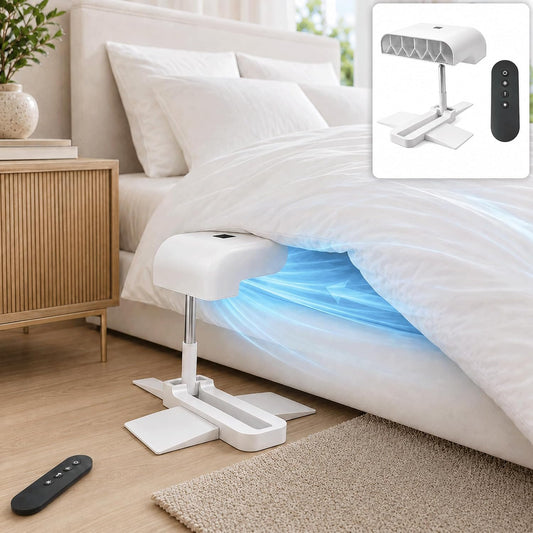 Bed Cooling Fan Under Sheets, Rechargeable Cordless Bed Fan for Hot Sleepers, Under Blanket Airflow Cooling System with Remote, 5 Quiet Speeds, Adjustable Height, USB-C Charging (1PC)
