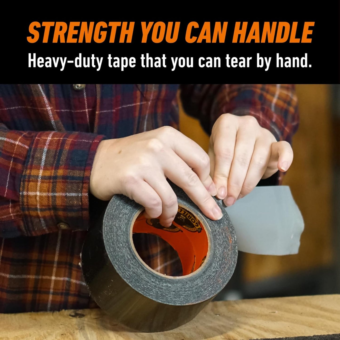 Gorilla Tough & Wide Heavy Duty Duct Tape, Black, 2.88" x 25 yd, 1-Pack | Weather Resistant, Indoor & Outdoor Use, Double-Thick Adhesive, Reinforced Backing, Hand-Tearable