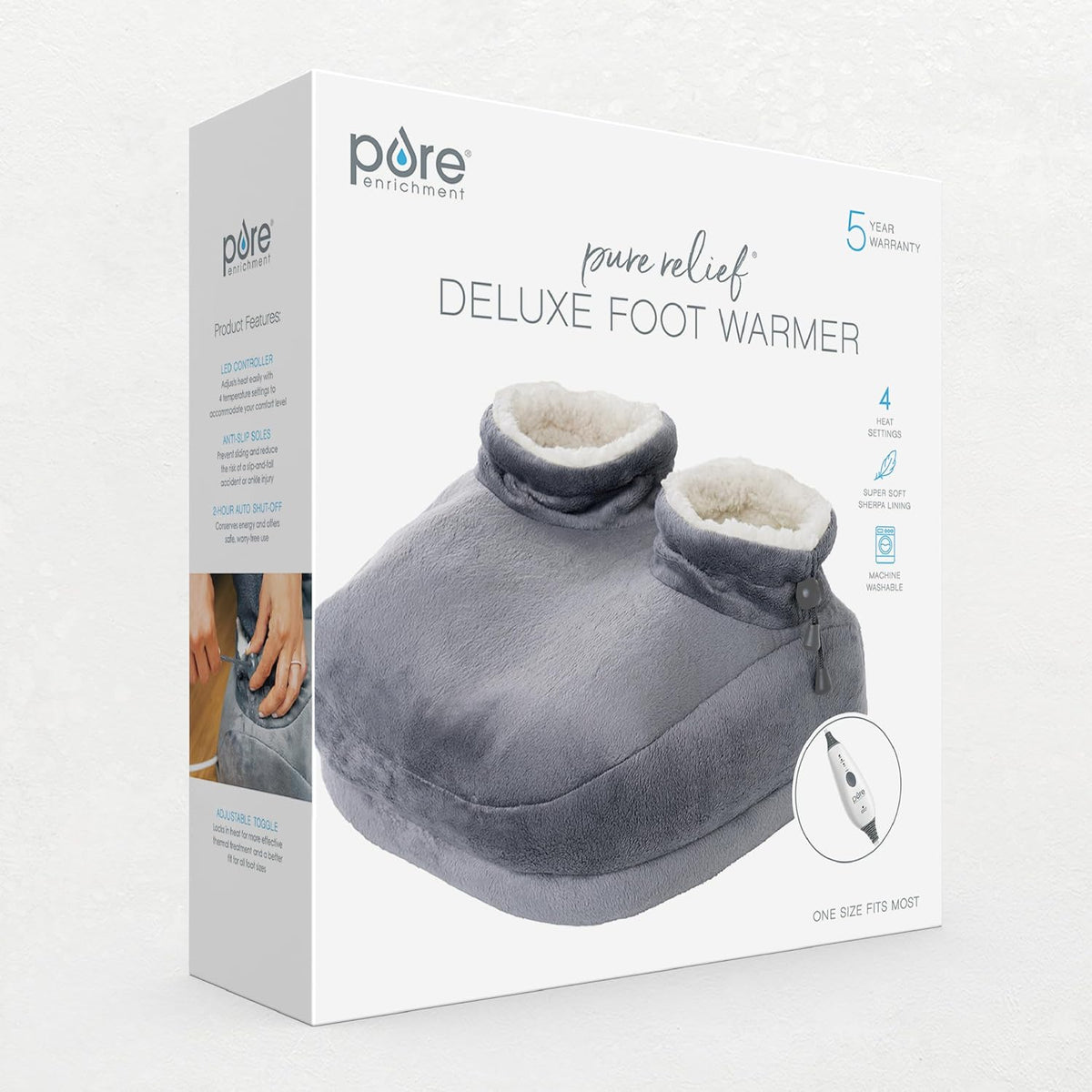 Pure Enrichment PureRelief Deluxe Foot Warmer, 4 Heat Settings, Universal Size