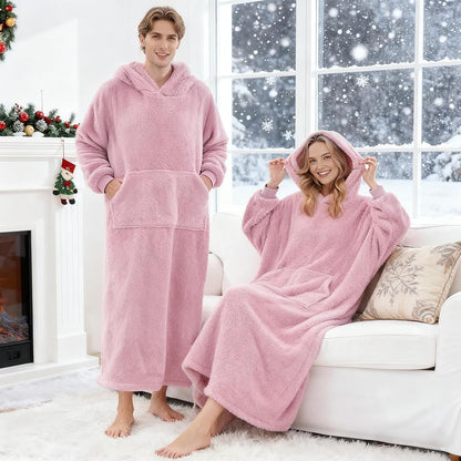 PJGGZ Wearable Blanket Hoodie for Women Men, Fleece Warm Comfy Hooded Sweatshirt with Pockets & Sleeves Cozy Gift for Adult